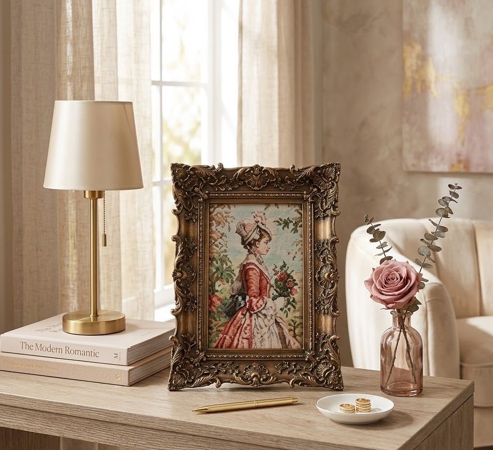 Bronzový antik fotorámeček s ornamenty Chateau - 18*3*23 cm / 10*15 cm