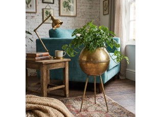 Zlatý antik dekorativní obal na květiny na 3 nožkách - Ø 27*66 cm