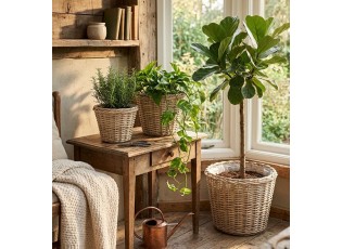 Set 3ks proutěný košík květináč - Ø 34*27 / Ø 29*24 / Ø 23*21 cm