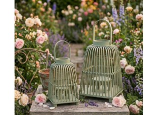 Zelená ratanová lucerna Simmy M - 21*21*30 cm