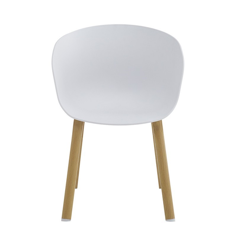 Bílá plastová jídelní židle s nohami v designu dřeva Tiopi - 54*51*82 cm