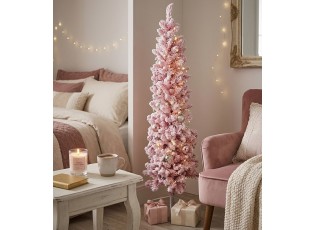 Růžový zasněžený umělý vánoční stromek Christmas Tree S - 30*30*120 cm