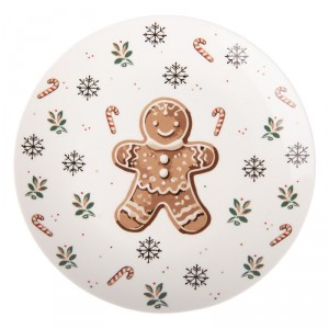 Bílý porcelánový dezertní talířek s perníčkem Gingerbread Magic - Ø 20*2 cm