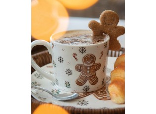 Bílý porcelánový hrnek s perníčkem Gingerbread Magic - 12*8*7 cm / 275 ml