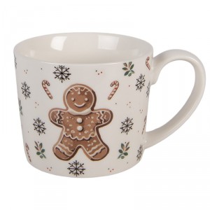 Bílý porcelánový hrnek s perníčkem Gingerbread Magic - 12*8*7 cm / 275 ml