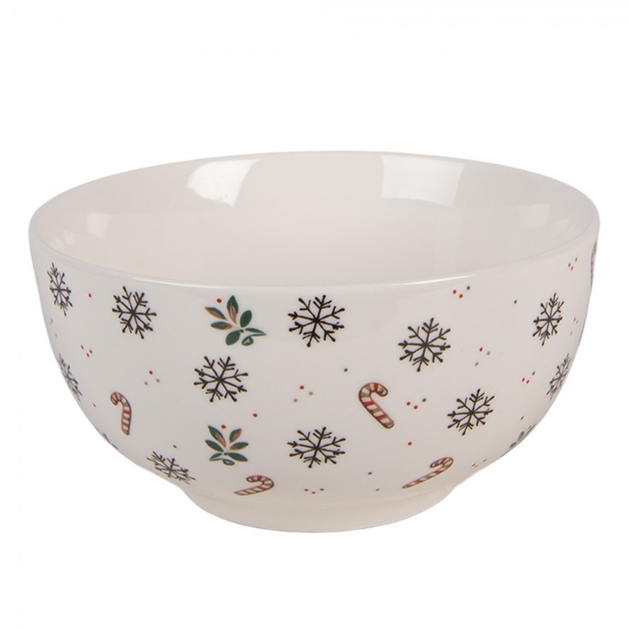 Bílá porcelánová miska s perníčkem Gingerbread Magic - Ø 14*7 cm / 500 ml