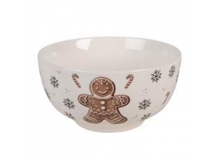 Bílá porcelánová miska s perníčkem Gingerbread Magic - Ø 14*7 cm / 500 ml