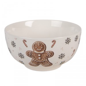 Bílá porcelánová miska s perníčkem Gingerbread Magic - Ø 14*7 cm / 500 ml