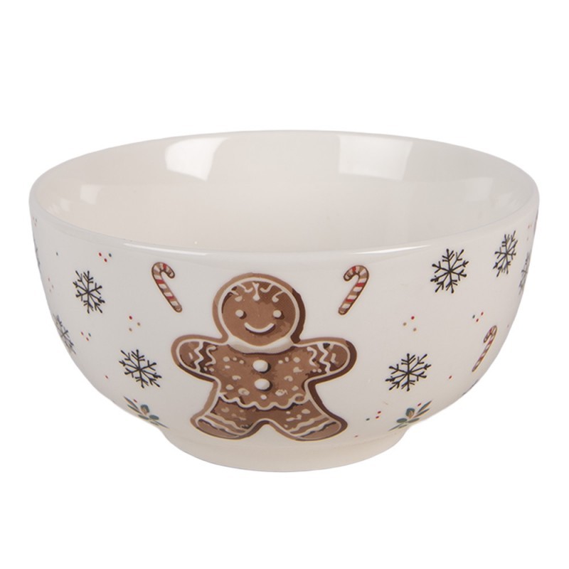 Bílá porcelánová miska s perníčkem Gingerbread Magic - Ø 14*7 cm / 500 ml