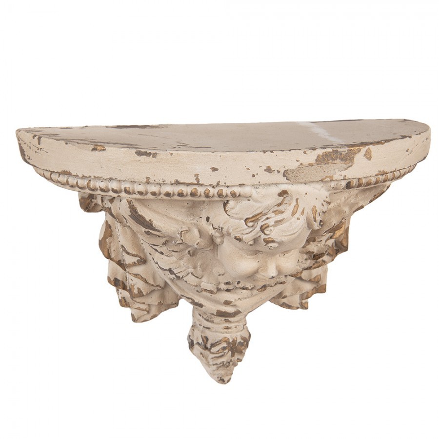 Béžový antik nástěnný podstavec s andílkem Baroque - 33*14*21 cm