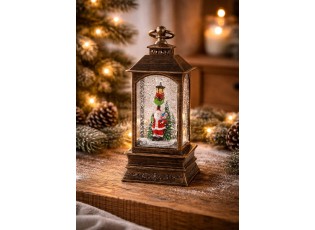 Hnedá vianočná dekorácia snežítko s LED osvetlenie Santa - 8*8*20 cm / 3*AAA
