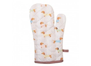 Béžová bavlněná chňapka - rukavice s jezevčíky Puppy Pullover - 18*30 cm