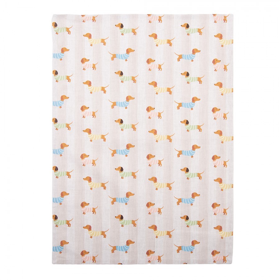 Béžová bavlněná utěrka s jezevčíky Puppy Pullover - 50*70 cm