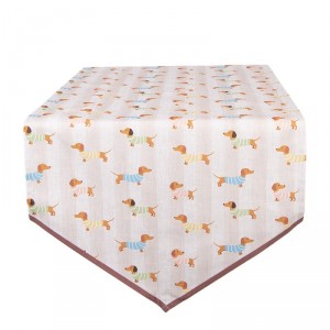 Béžový bavlněný běhoun s jezevčíky Puppy Pullover - 50*160 cm