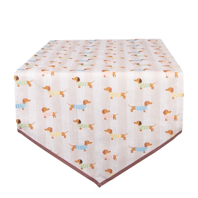 Béžový bavlněný běhoun s jezevčíky Puppy Pullover - 50*160 cm