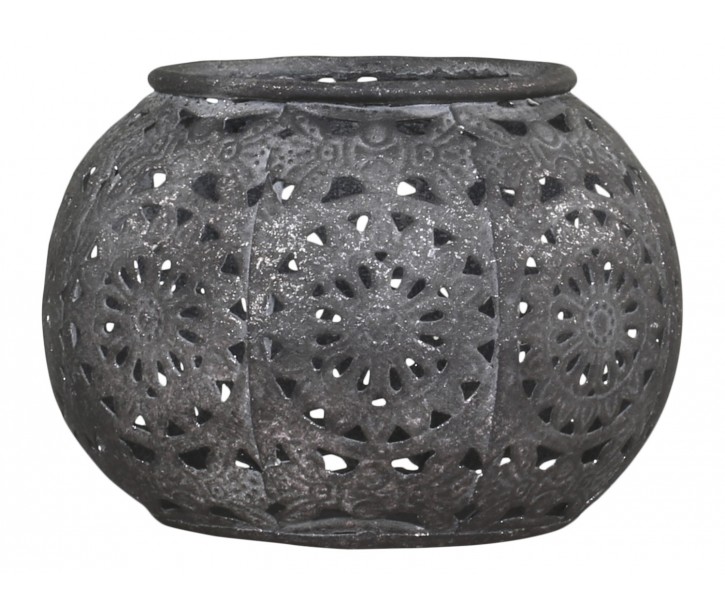 Zinkový kovový vintage svícen Vire zinc - Ø10*7 cm Chic Antique