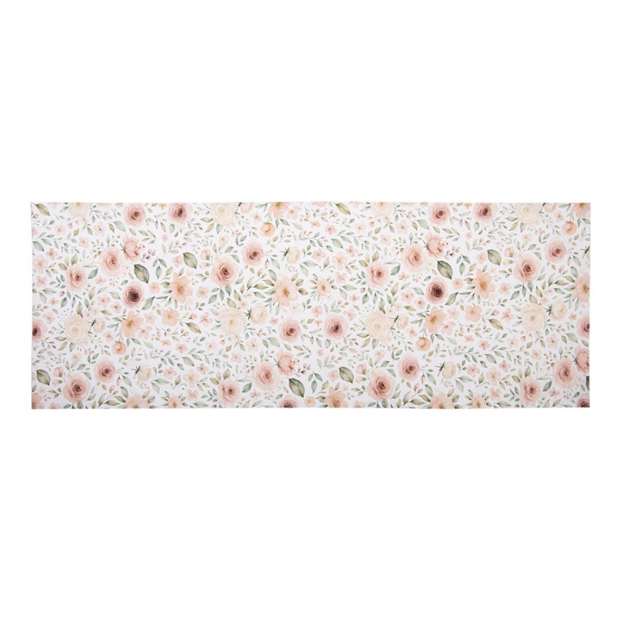 Bílý bavlněný běhoun s růžemi Soft Romantic Blush - 50*140 cm