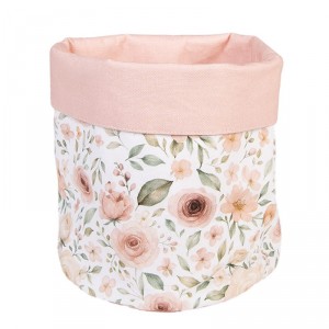 Bílý látkový košík s růžemi Soft Romantic Blush - Ø 15*16 cm
