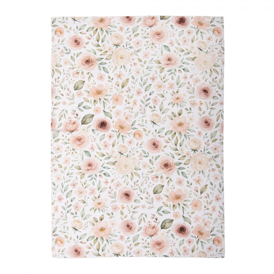 Bílá bavlněná utěrka s růžemi Soft Romantic Blush - 50*70 cm