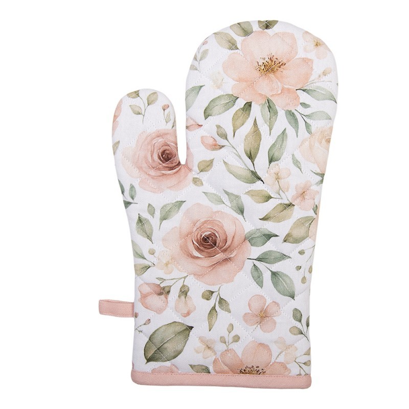 Bílá bavlněná chňapka - rukavice s růžemi Soft Romantic Blush - 18*30 cm