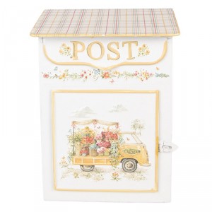 Bílá kovová poštovní schránka The Flower Truck - 23*12*32 cm