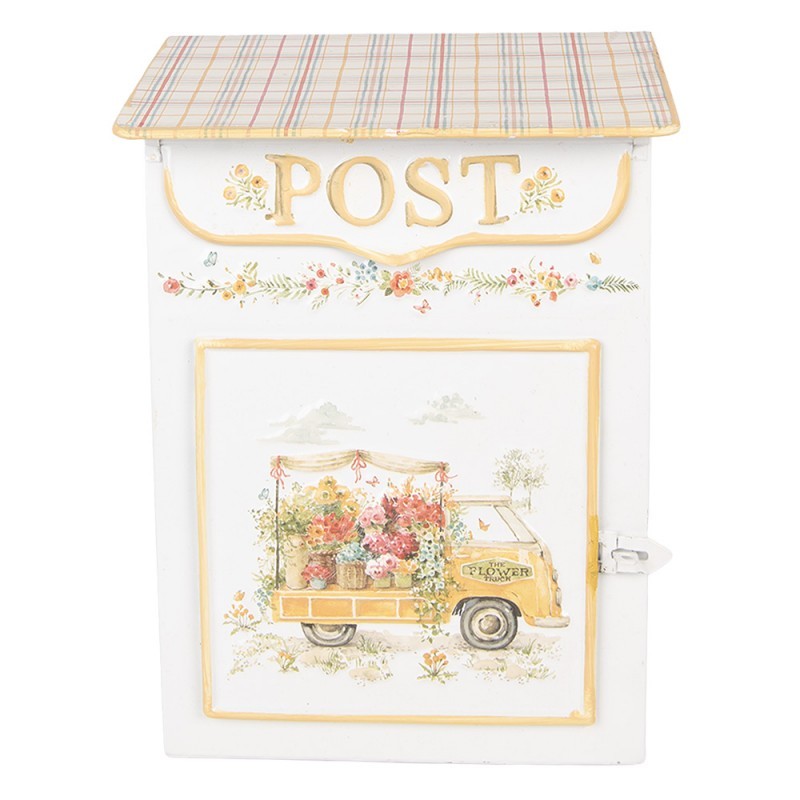 Bílá plechová schránka The Flower Truck - 23*12*32 cm