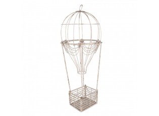 Bílá antik kovová dekorace horkovzdušný balón Balloo - Ø 31*82 cm