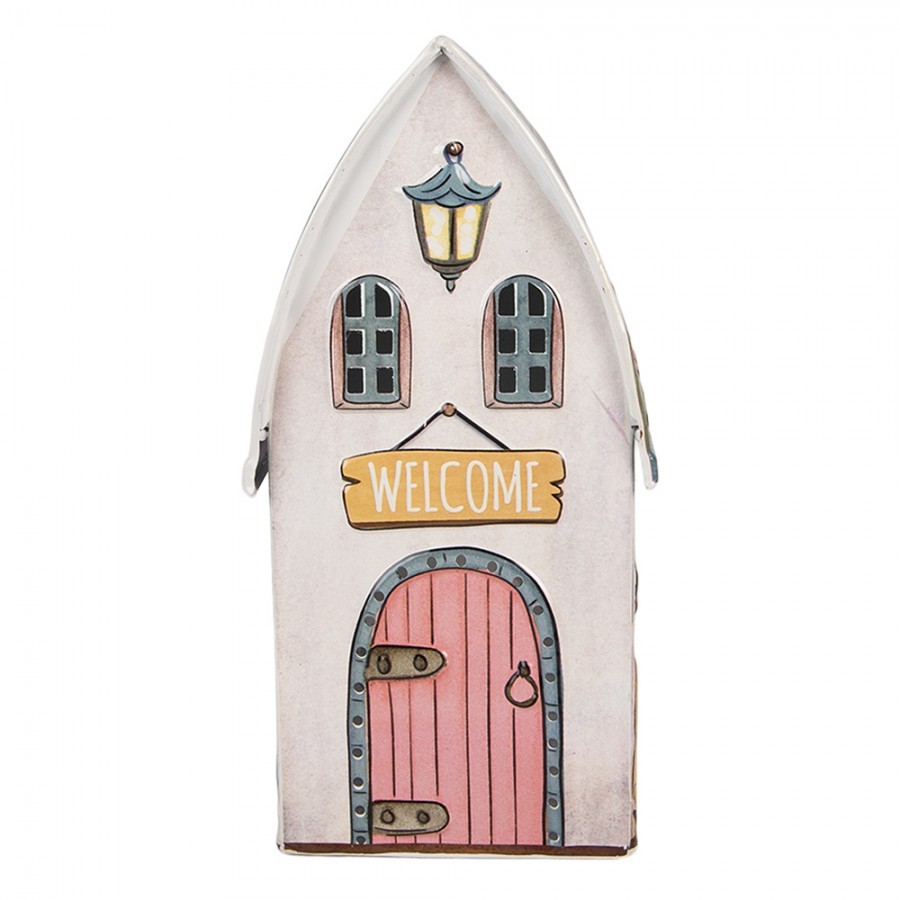 Dekorace plechový domek Welcome - 12*11*23 cm
