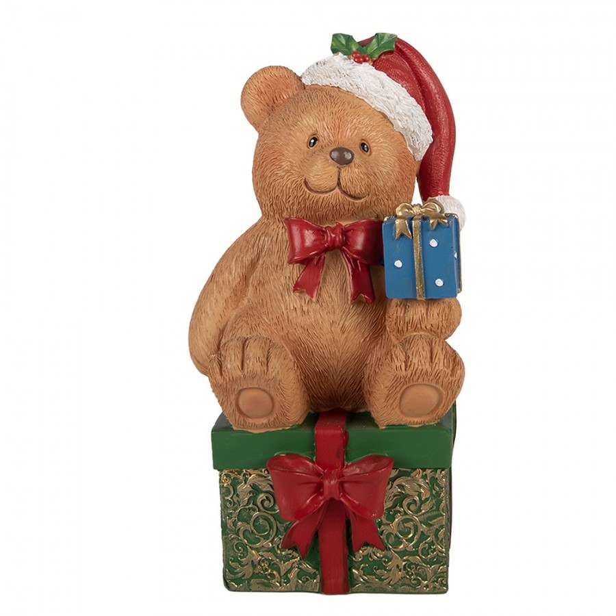 Christmas Decoration Figurine Bear 14x14x25 Cm Brown Plastic - 14*14*25 cm