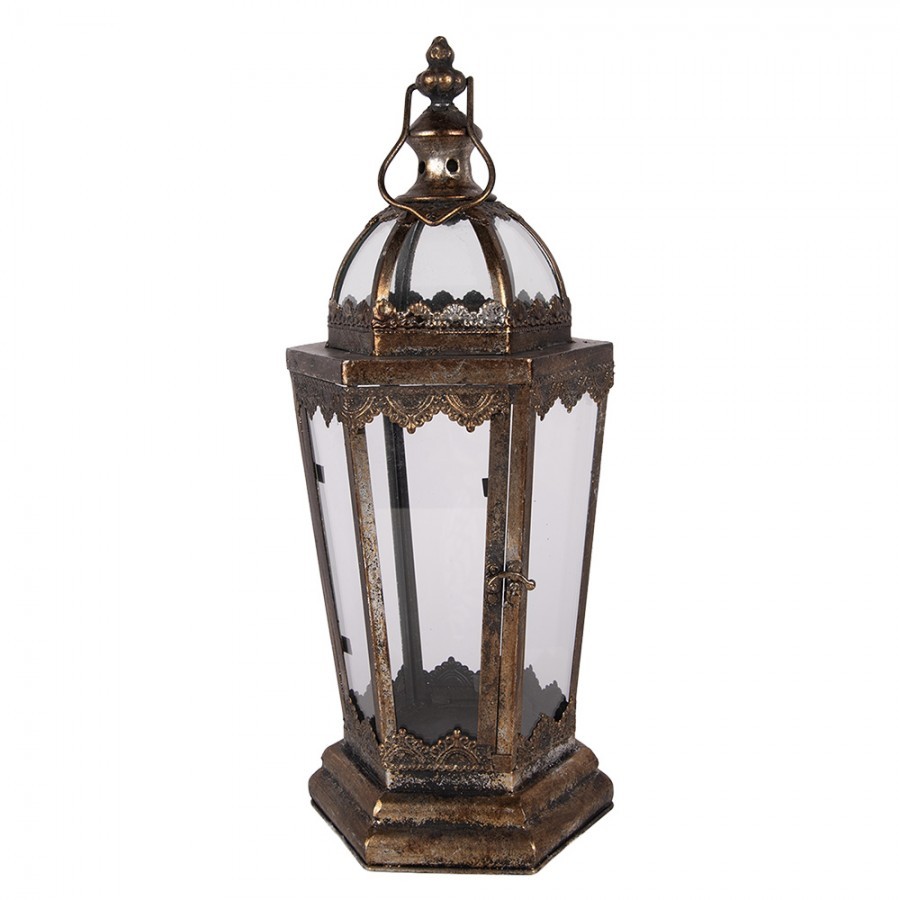 Bronzová antik kovová lucerna ve vintage stylu - 19*17*45 cm