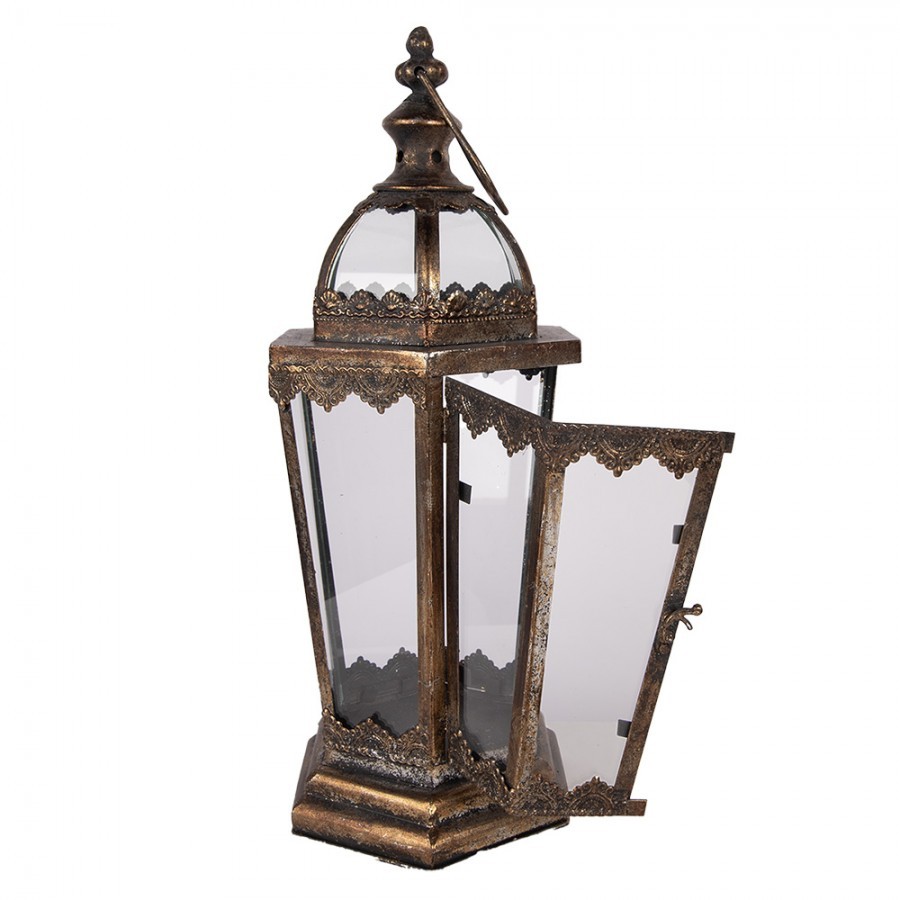 Bronzová antik kovová lucerna ve vintage stylu - 19*17*45 cm Clayre & Eef Bronzová antik kovová lucerna ve vintage stylu - 19*17*45 cm Clayre & Eef