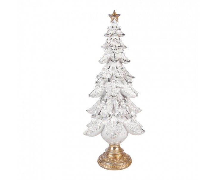 Christmas Decoration Figurine Christmas Tree 20x14x46 Cm White Plastic - 20*14*46 cm Clayre & Eef