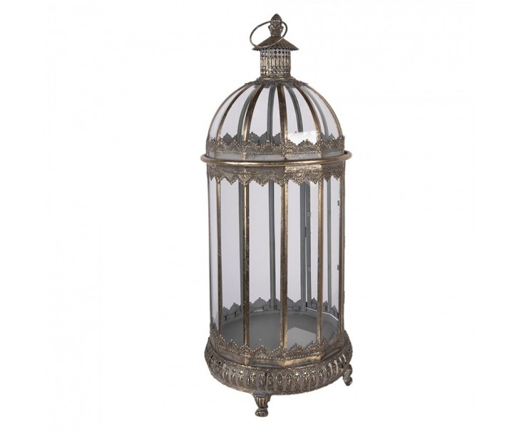 Zlatá antik kovová lucerna ve vintage stylu - Ø 28*69 cm Clayre & Eef