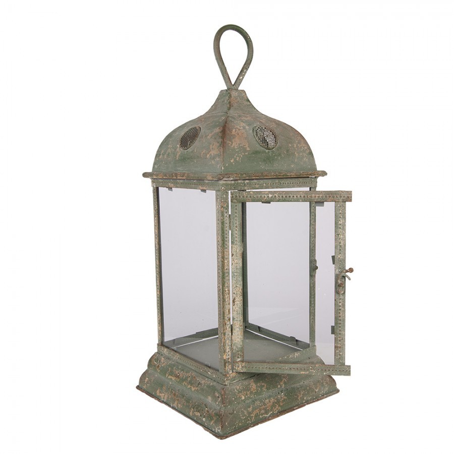 Zelená kovová vintage lucerna Simia - 20*20*49 cm
