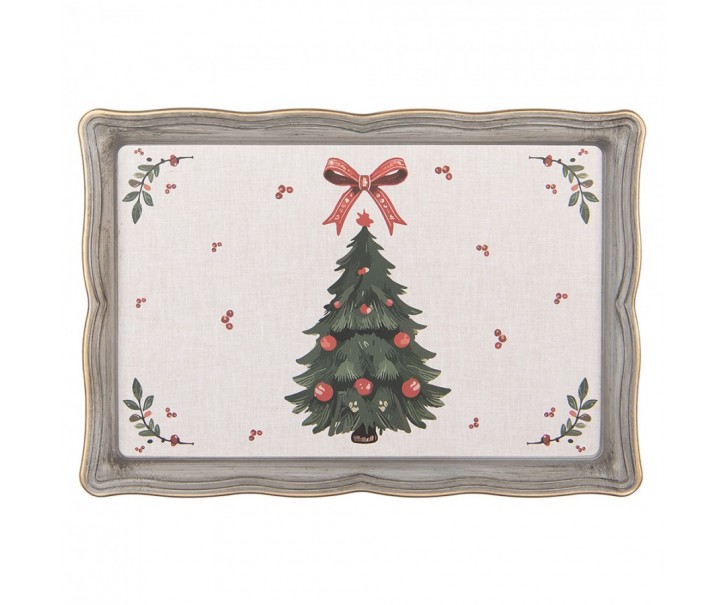 Plastový servírovací podnos / tác se stromky Christmas Harmony - 31*22*2 cm Clayre & Eef