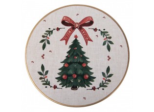 Plastový servírovací podnos na noze se stromky Christmas Harmony - Ø 22*10 cm