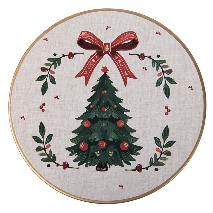 Plastový servírovací podnos na noze se stromky Christmas Harmony - Ø 22*10 cm Clayre & Eef Plastový servírovací podnos na noze se stromky Christmas Harmony - Ø 22*10 cm Clayre & Eef