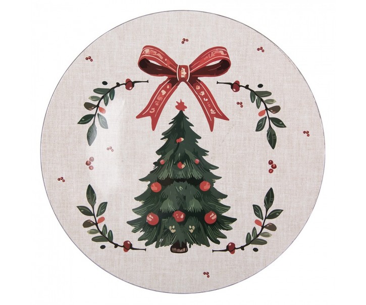 Plastový servírovací talíř se stromky Christmas Harmony L - Ø 40*1 cm Clayre & Eef