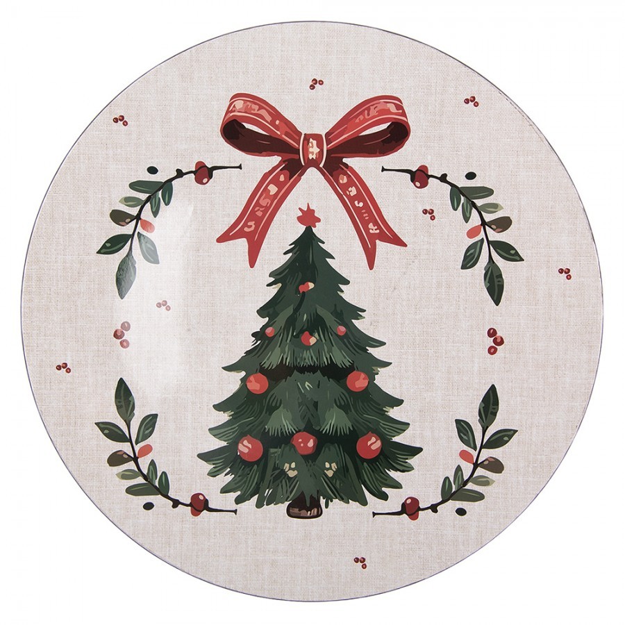 Plastový servírovací talíř se stromky Christmas Harmony L - Ø 40*1 cm