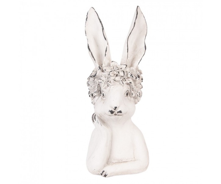 Decorative Figurine Rabbit 15x14x35 Cm White Plastic - 15*14*35 cm Clayre & Eef