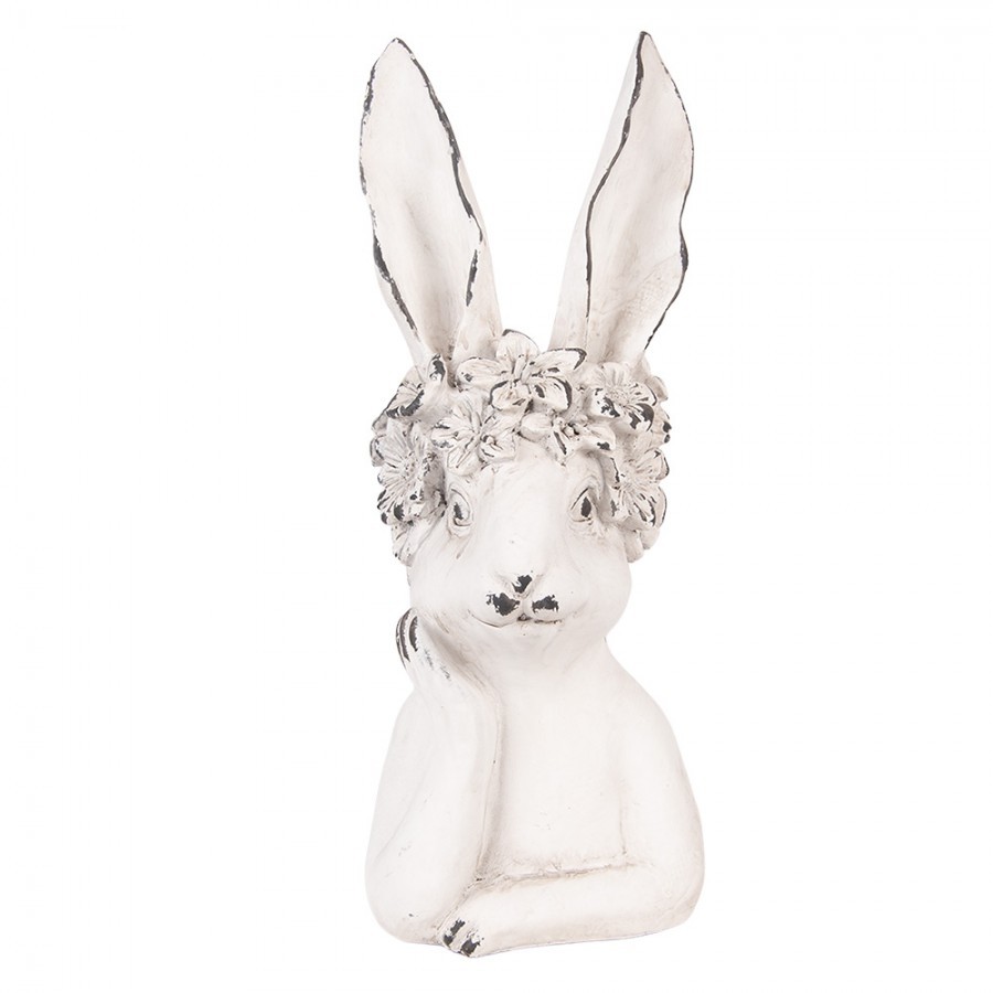 Decorative Figurine Rabbit 15x14x35 Cm White Plastic - 15*14*35 cm