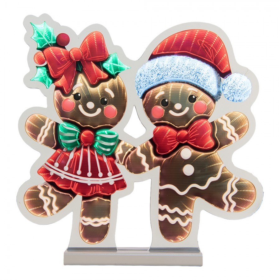 Christmas Infinity Mirror Lamp Gingerbread Man 37x7x37 Cm Brown Plastic - 37*7*37 cm