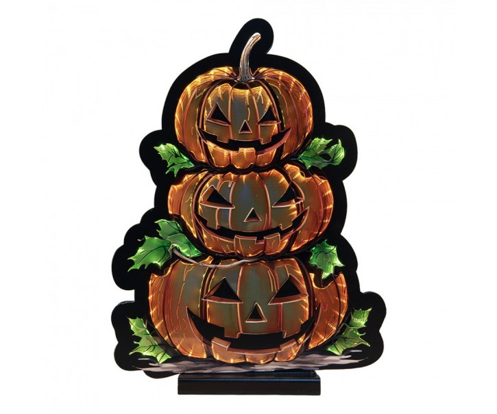 Christmas Infinity Mirror Lamp Pumpkin 30x7x41 Cm Orange Plastic - 30*7*41 cm Clayre & Eef