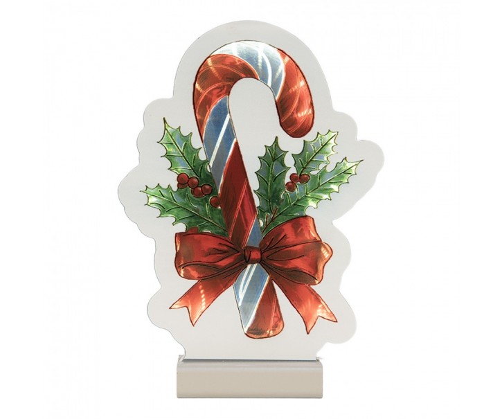 Christmas Infinity Mirror Lamp Candy Cane 15x5x21 Cm Red Plastic - 15*5*21 cm Clayre & Eef