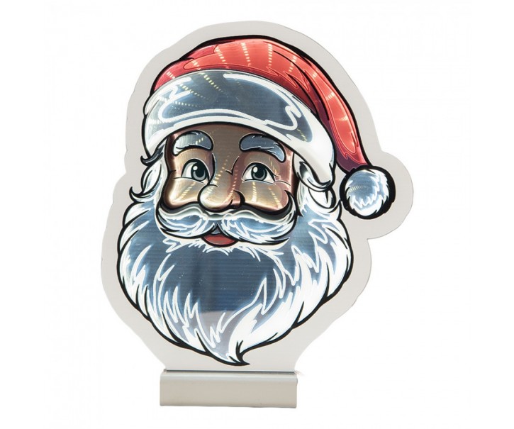 Christmas Infinity Mirror Lamp Santa Claus 19x5x22 Cm White Plastic - 19*5*22 cm Clayre & Eef
