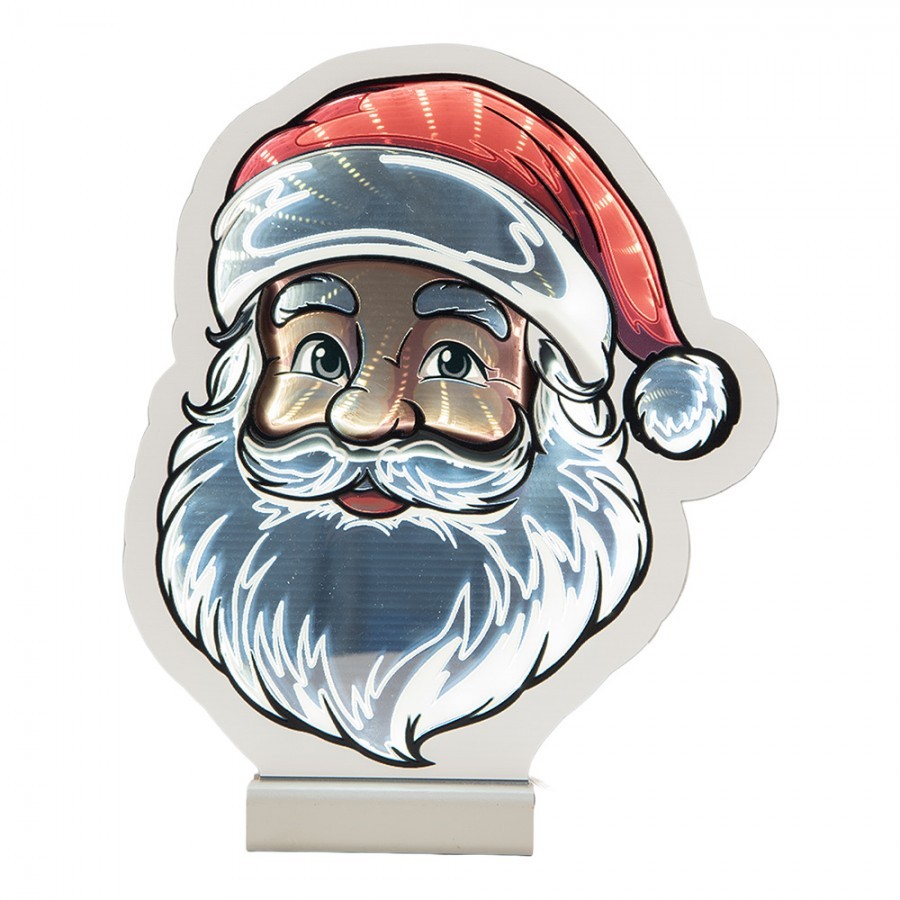 Christmas Infinity Mirror Lamp Santa Claus 19x5x22 Cm White Plastic - 19*5*22 cm