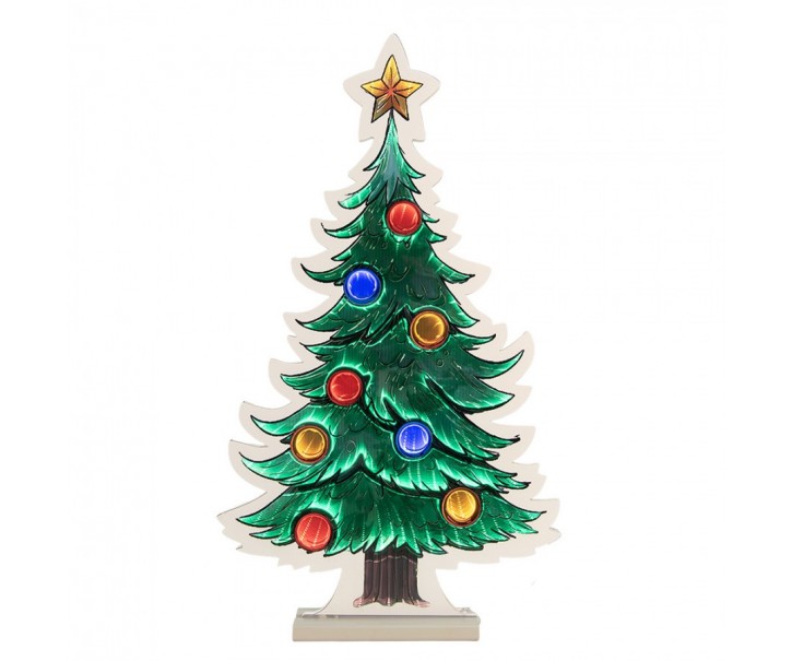 Christmas Infinity Mirror Lamp Christmas Tree 38x7x67 Cm Green Plastic - 38*7*67 cm Clayre & Eef