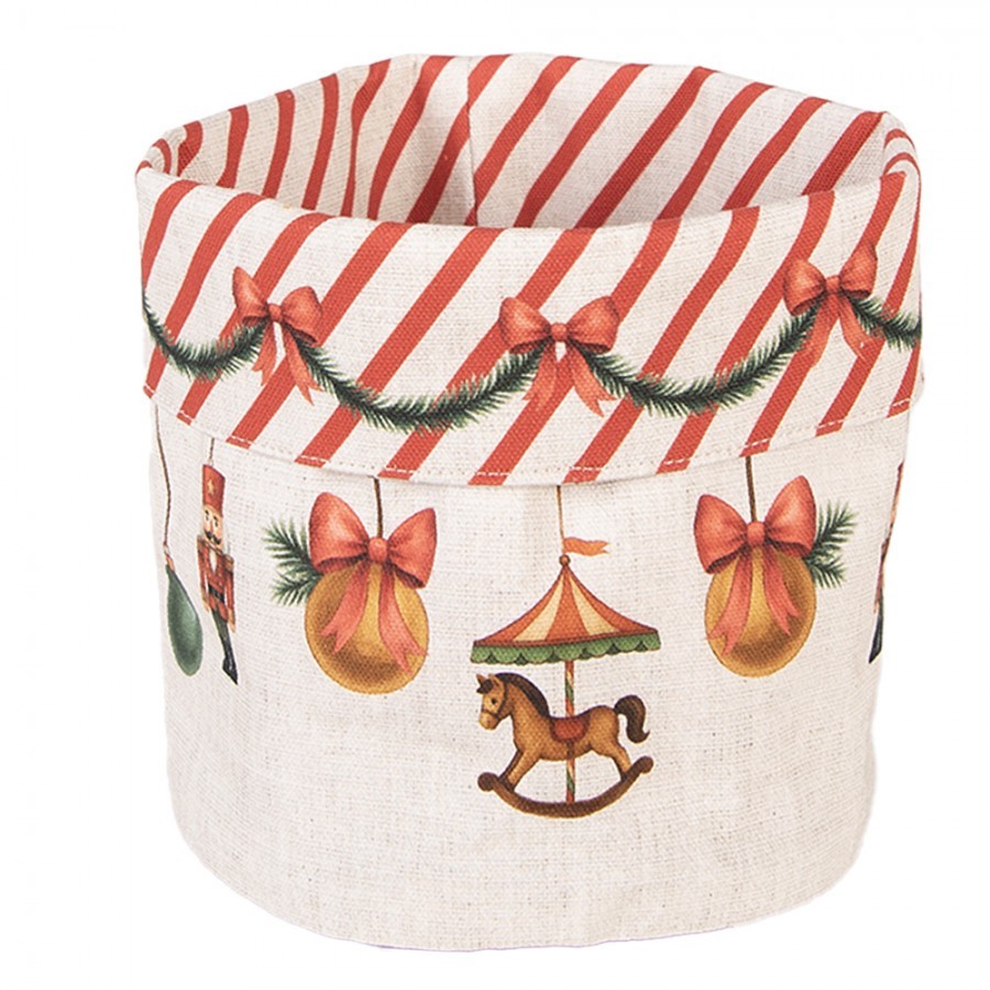 Vánoční bavlněný košík na pečivo Christmas Carousel Dream - Ø 15*16 cm