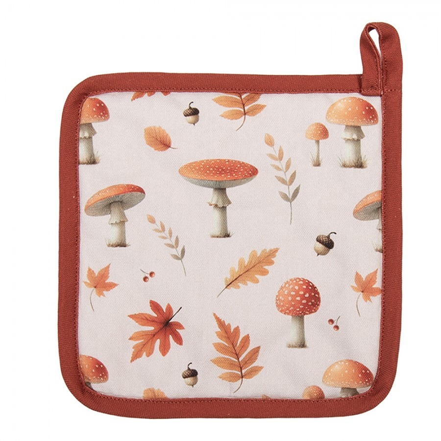Béžová chňapka podložka s listy a muchomůrkami Autumn Leaves - 18*30 cm