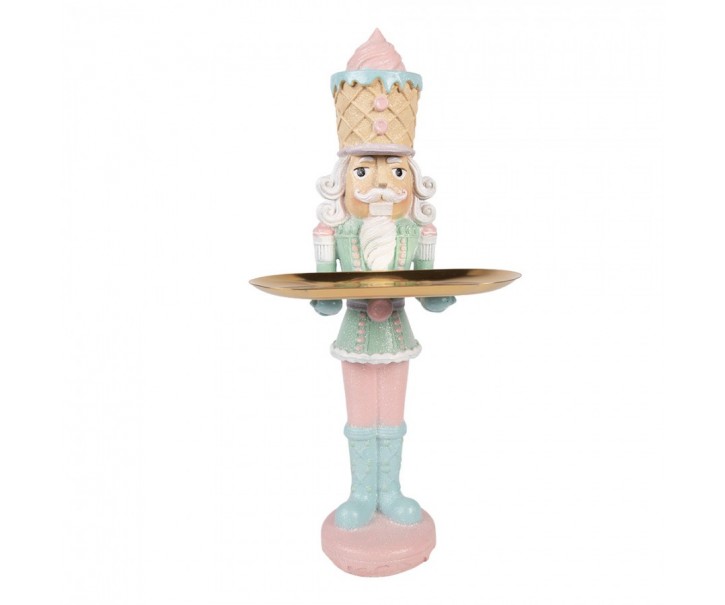 Christmas Decoration Figurine Nutcracker 18x16x41 Cm Pink Plastic - 18*16*41 cm Clayre & Eef